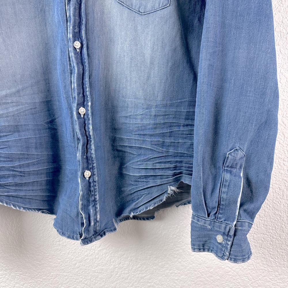Frank & Eileen Barry Denim Button Up in Distressed Vintage Wash - Picture 3 of 9